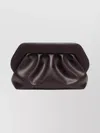 Themoirè Pleated Rectangular Clutch In Vegan Pu In Brown