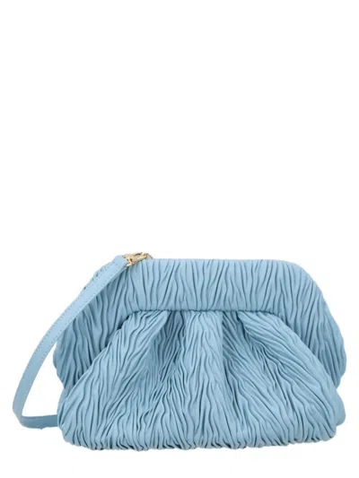 Themoirè Medium Ruched Handbag With Structured Top Frame In Blue
