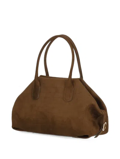 Themoirè Medium Talia Croc-effect Tote Bag In Brown