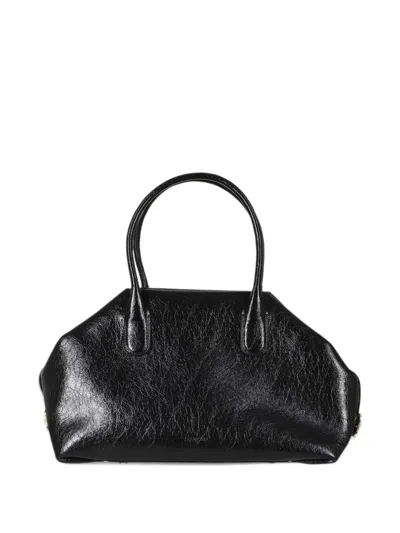Themoirè Medium Talia Crumpled-texture Tote Bag In Black