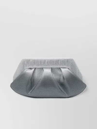 Themoirè Metallic Pleated Structured Clutch Rhinestones