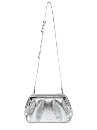 Themoirè Metallic Silver Shoulder Bag With Structured Design