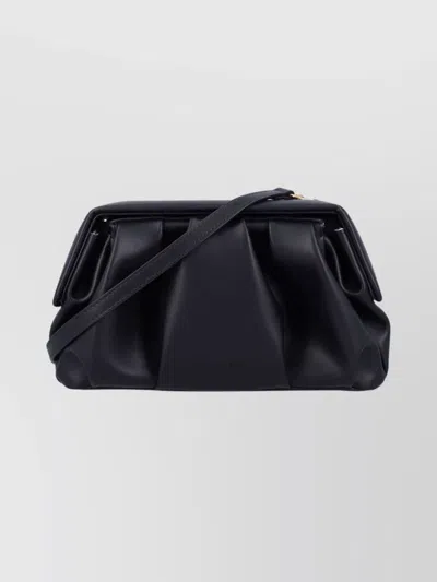 Themoirè Modern Pleated Shoulder Bag Detachable Strap In Black
