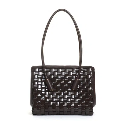 Themoirè Moor Brown Naplak Woven Bag In Black