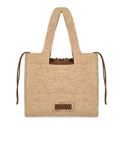 Themoirè Morea Medium Raffia Natural Shopping Bag In Multi