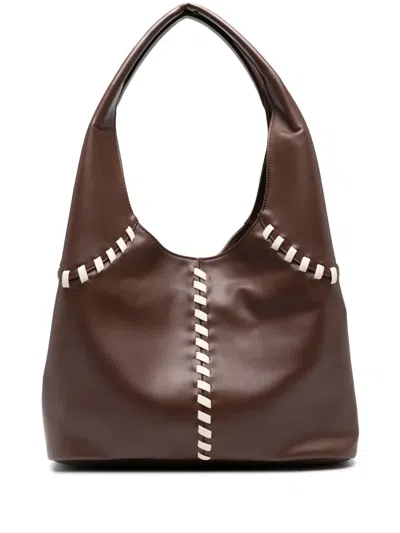 Themoirè Ninfa Whipstitch Shoulder Bag In 褐色