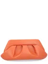 Themoirè Rectangular Pleated Clutch Shoulder Strap In Orange