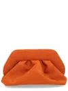 Themoirè Orange Ruched Angular Frame Clutch In Orange