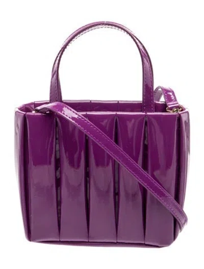 Pre-owned Themoirè Patent Leather Top Handle Bag In Purple