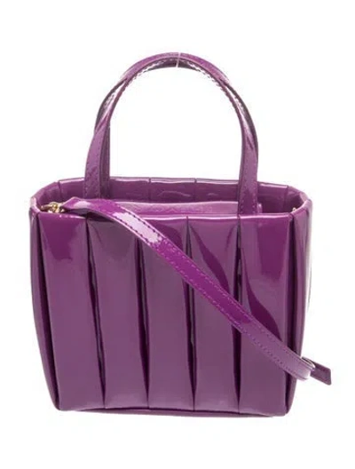 Pre-owned Themoirè Patent Leather Top Handle Bag In Purple