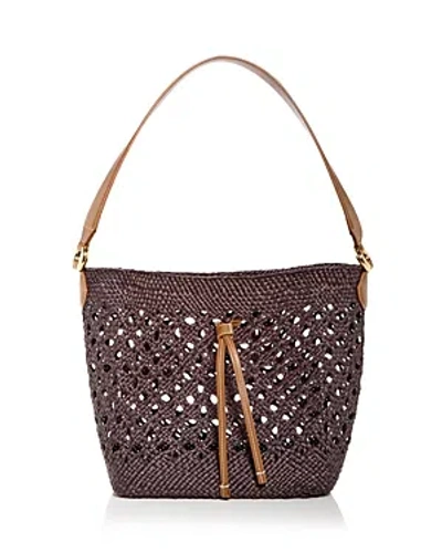 Themoirè Themoire Phoebe Open Weave Straw Shoulder Bag In Brown