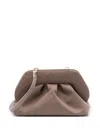 Themoirè Suede Pleated Clutch Bag With Detachable Strap In Brown