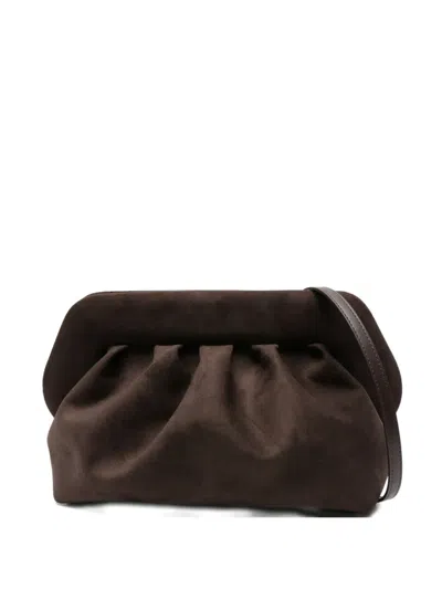 Themoirè Pleated Clutch Bag In Brown