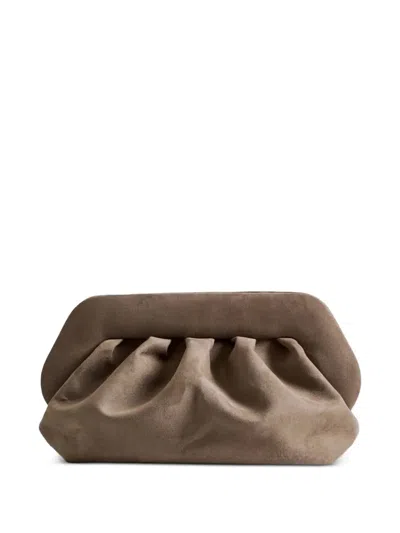 Themoirè Pleated Clutch Bag In Brown