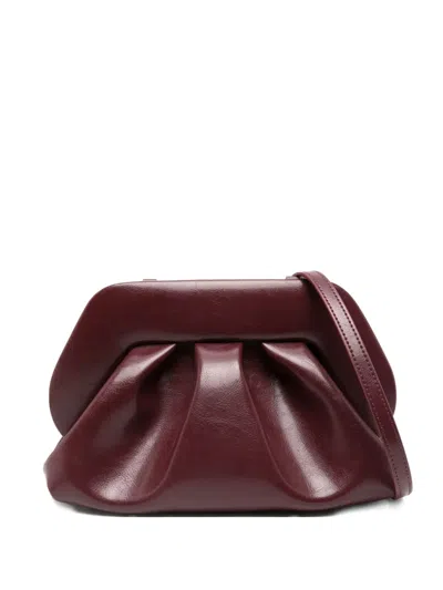 Themoirè Pleated Clutch Bag In Burgundy