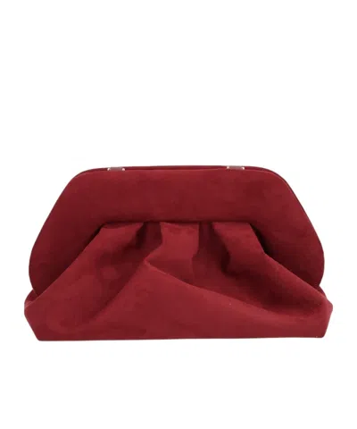 Themoirè Pleated Clutch Bag In Red