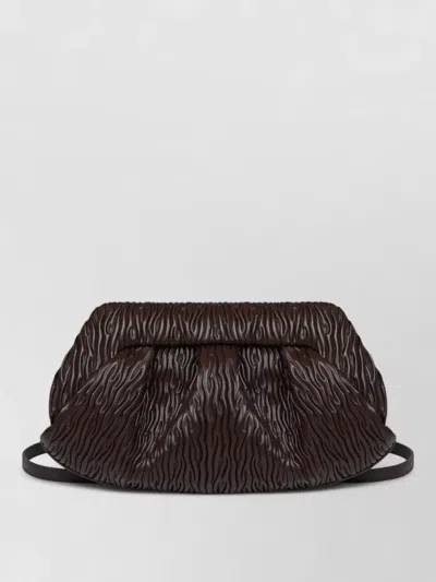 Themoirè Textured Brown Shoulder Bag With Ruched Design
