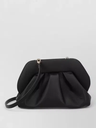 Themoirè Pleated Clutch Bag Top Handle Design In Black
