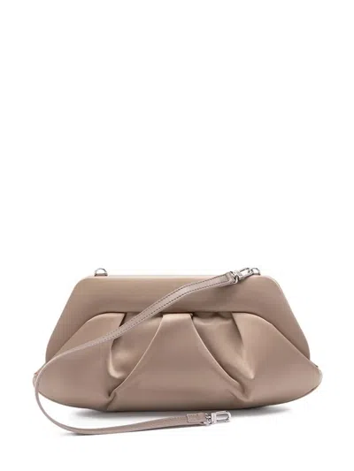 Themoirè Pleated Clutch In Brown