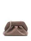Themoirè Suede Pleated Clutch Bag With Detachable Strap In Brown