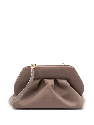 Themoirè Pleated Clutch In Brown
