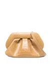 Themoirè Pleated Crocodile-effect Clutch Bag In Yellow