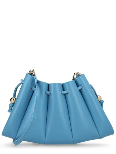 Themoirè Pleated Drawstring Shoulder Bag In Azure
