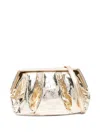 Themoirè Pleated-metallic Clutch Bag In Gold