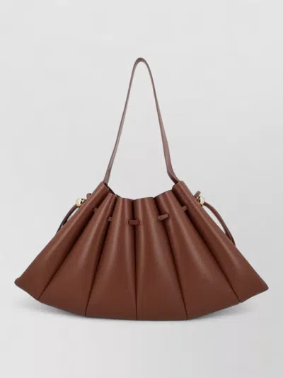 Themoirè Pleated Shoulder Bag Gold Tone Hardware