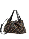 Themoirè Pleated Stitched Tote Bag In Black