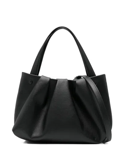 Themoirè Pleated Tote Bag In Black