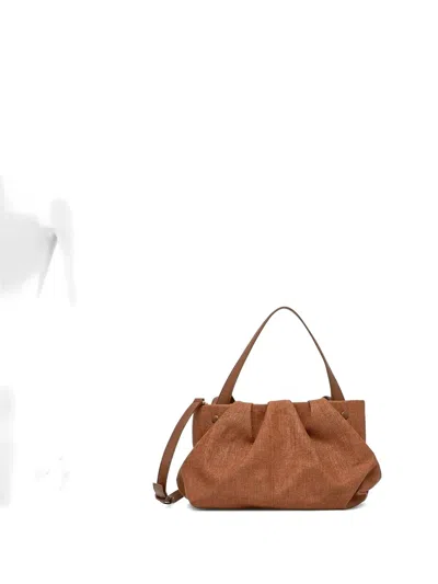 Themoirè Pleated Tote Bag In Brown