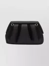 Themoirè Pleated Vegan Leather Clutch Bag In Black
