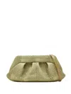 Themoirè Pleated Woven Clutch In Green