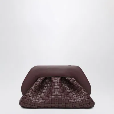 Themoirè Plum Colored Woven Clutch Tia In Red
