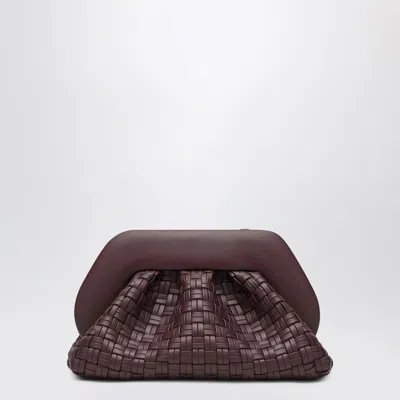 Themoirè Plum Colored Woven Clutch Tia In Burgundy