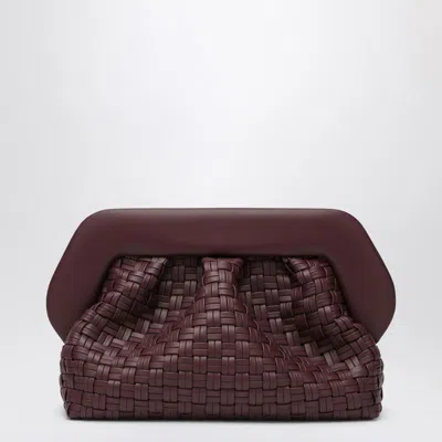 Themoirè Plum-coloured Woven Bios Clutch Bag In Red