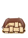 Themoirè Rectangular Woven Clutch Bag Fringe Handle In Brown