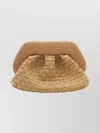 Themoirè Rectangular Clutch Bag Detachable Strap In Nude