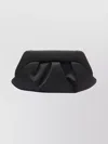 Themoirè Pleated Rectangular Shoulder Bag With Detachable Strap In Black