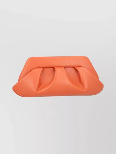 Themoirè Rectangular Pleated Clutch Shoulder Strap In Orange