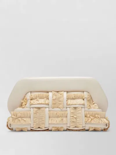 Themoirè Rectangular Soft Clutch Woven Fringe Detail