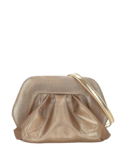 Themoirè Ruched Clutch Bag In Gold