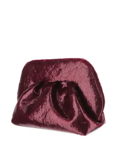 Themoirè Ruched Clutch Bag In Red