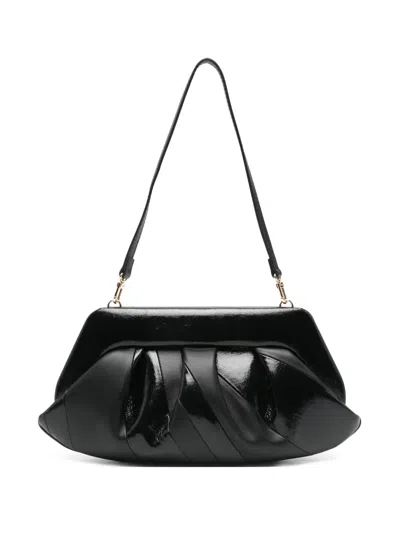 Themoirè Ruched-detail Clutch Bag In Black