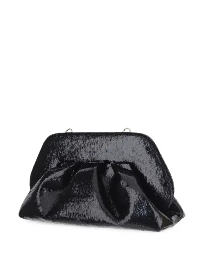 Themoirè Ruched Shoulder Bag In Black