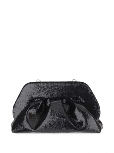 Themoire' Ruched Shoulder Bag In Black