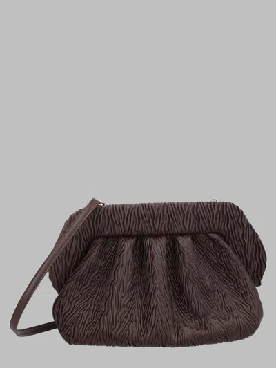Themoirè Ruched Shoulder Bag In Brown