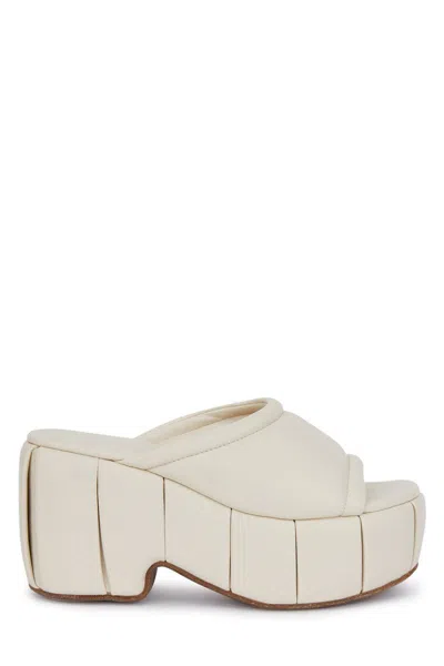 Themoirè Cassiope 100mm Platform Leather Mules In White