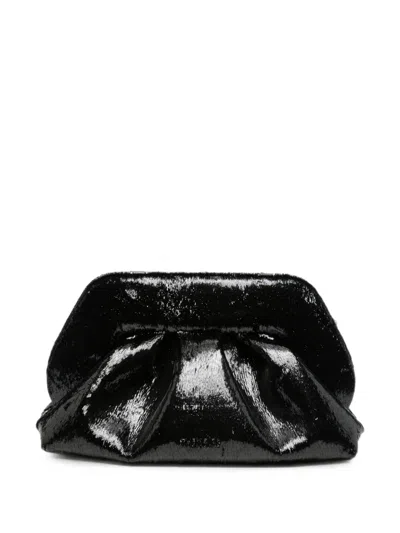 Themoirè Sequin-embellished Ruched Clutch Bag In Red